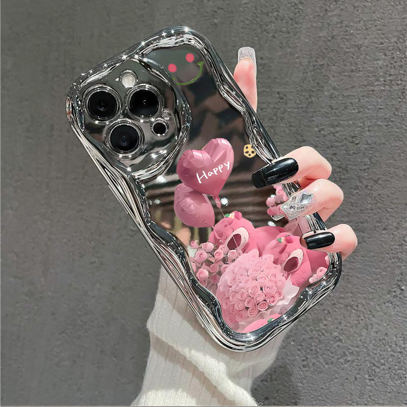 Pink Celebration: Balloons, Roses, And Smiles Painted Electroplated Cream Soft Protective Phone Case Compatible With IPhone 16 15 14 13 12 11 Pro Promax 16 15 14 Plus Cute & Fashionable Thick Shock-Resistant Phone Cover